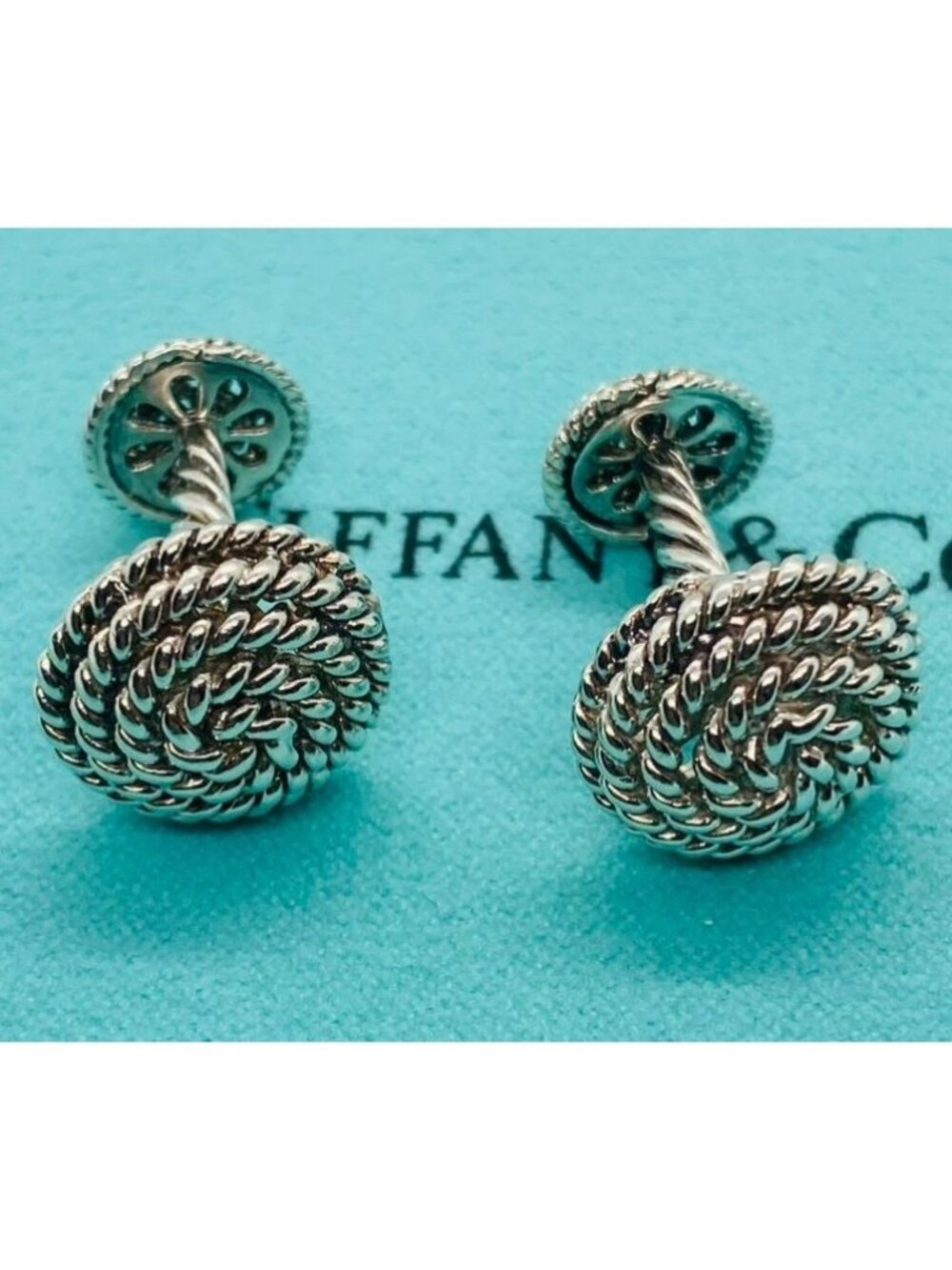 Tiffany & Co Sterling Silver 925 Cuff Links Rope Swirl